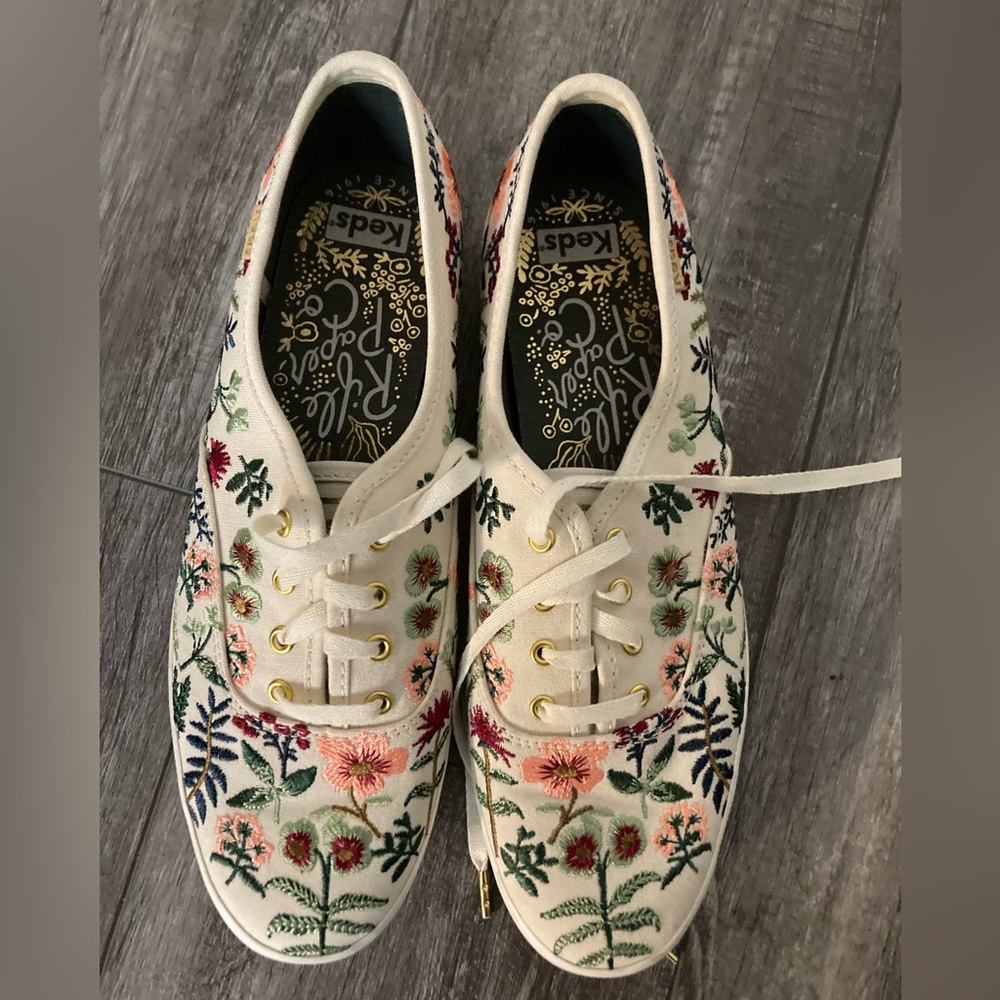 Rifle & Co. x Keds Women's Floral Embroidered Sneakers - White Multi